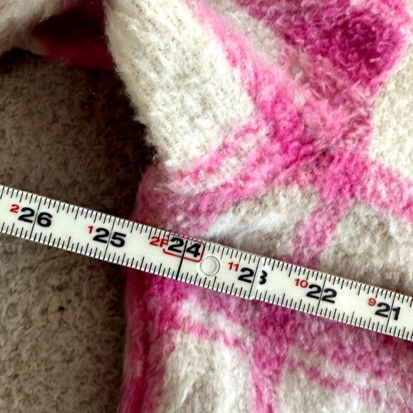 Zara Pink Plaid Crop Shirt Jacket Shacket Fuzzy Thick Coquette Western - Picture 3 of 16